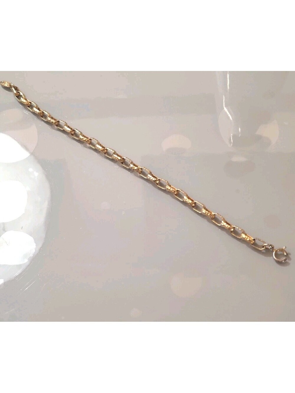 Vintage Signed Napier Gold Tone Hammered Links Chain Bracelet L62 - Picture 5 of 5